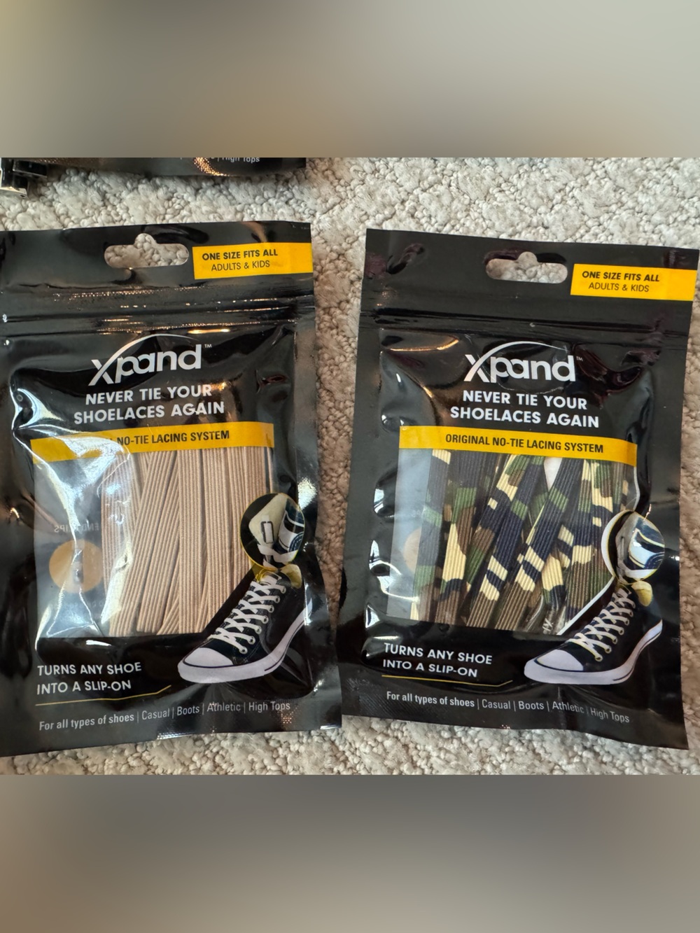 NWT No-Tie Shoelaces - Beige & Camo